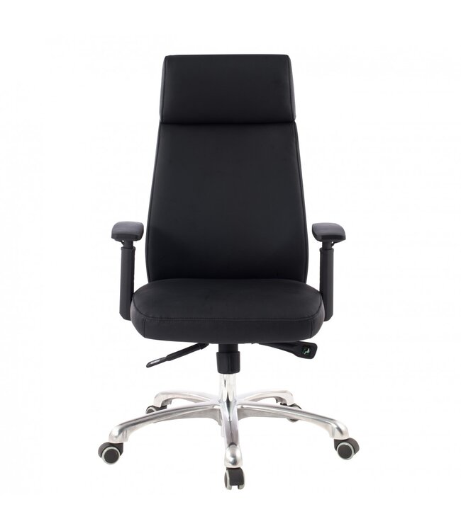 Amstyle bureaustoel PORTO Real Leather Black ergonomisch met hoofdsteun | Ontwerp van de bureaustoel bureaustoel ergonomisch met tilt-functie | Draaibare stoel met armleuningen X-XL 120 kg