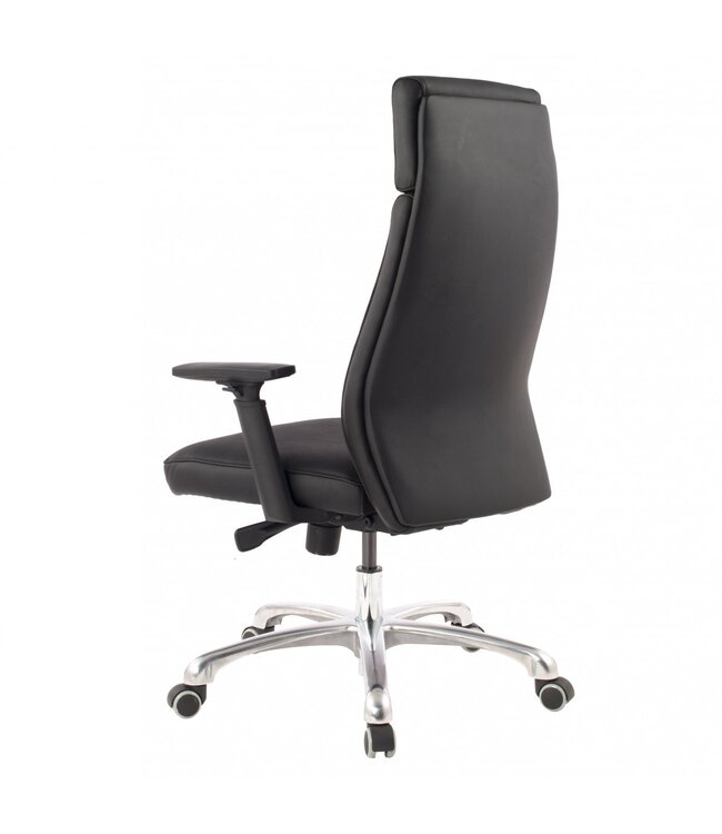 Amstyle bureaustoel PORTO Real Leather Black ergonomisch met hoofdsteun | Ontwerp van de bureaustoel bureaustoel ergonomisch met tilt-functie | Draaibare stoel met armleuningen X-XL 120 kg