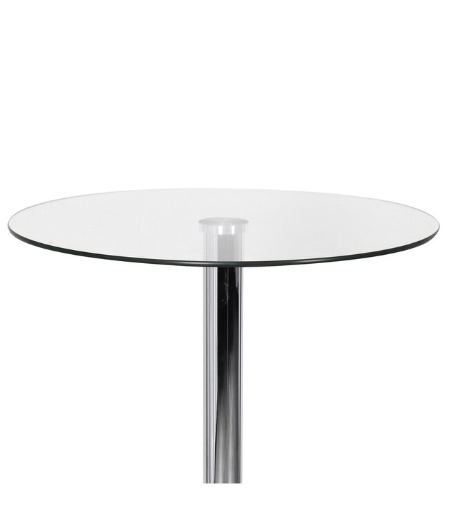 Amstyle bartafel 60x60x105 cm ronde bartafel veiligheidsglas bistrotafel zilver | Eigentijdse bartafel | Design feesttafel metaal | Hoge tafel chroom