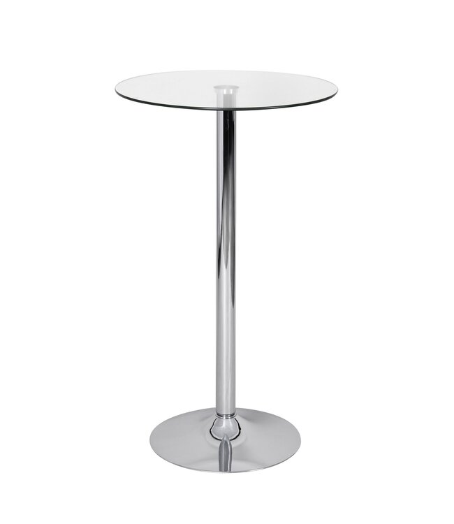 Amstyle bartafel 60x60x105 cm ronde bartafel veiligheidsglas bistrotafel zilver | Eigentijdse bartafel | Design feesttafel metaal | Hoge tafel chroom