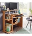 Wohnling computer bureau DENNIS Beech 94 x 90 x 48 cm met toetsenbord plank | Laptop tafel zonder wielen met top | Pc-tafel met ruimtebesparende printer tray | Bureau voor kleine ruimtes
