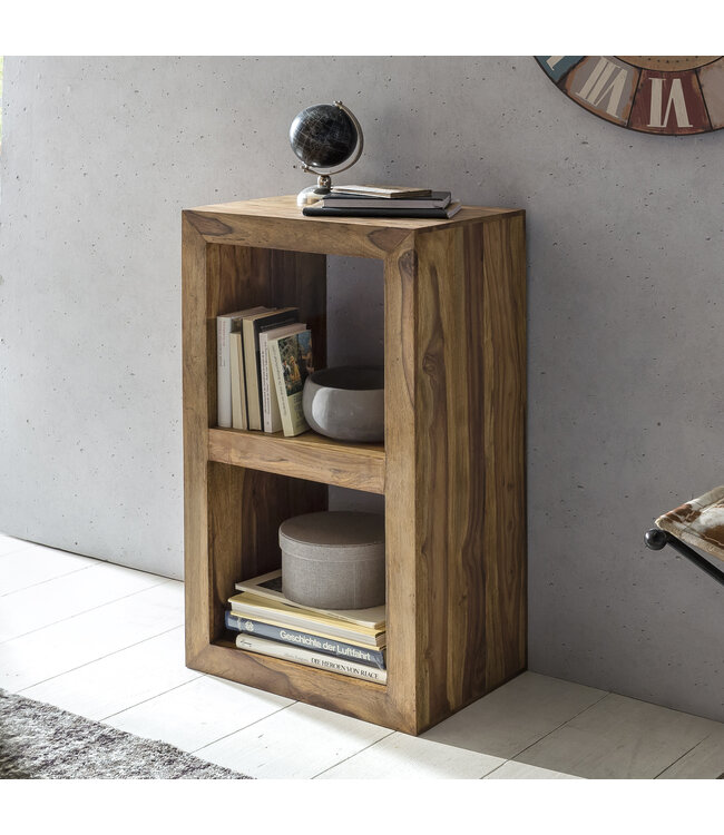 Wohnling plank MUMBAI massief hout sheesham 88cm hoog 2 planken design houten plank natuurproduct bijzettafel landhuisstijl