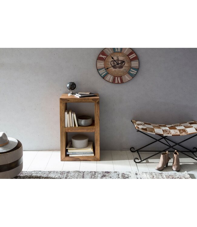 Wohnling plank MUMBAI massief hout sheesham 88cm hoog 2 planken design houten plank natuurproduct bijzettafel landhuisstijl
