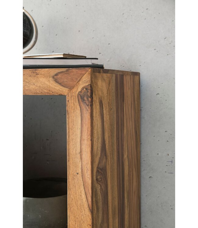 Wohnling plank MUMBAI massief hout sheesham 88cm hoog 2 planken design houten plank natuurproduct bijzettafel landhuisstijl