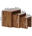 Wohnling set van 3 bijzettafeltjes massief houten Sheesham salontafel landelijke stijl bijzettafel donkerbruin hout