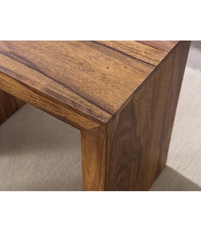 Wohnling set van 3 bijzettafeltjes massief houten Sheesham salontafel landelijke stijl bijzettafel donkerbruin hout