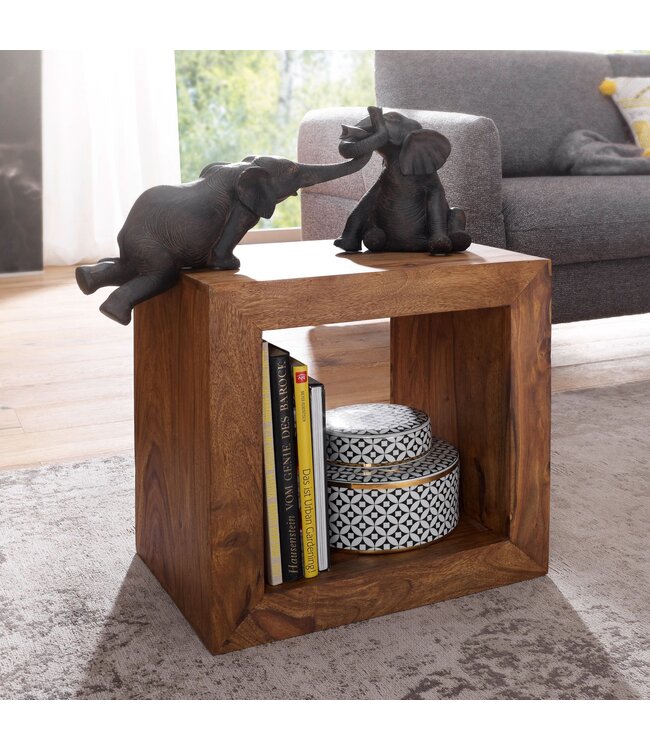 Wohnling staande rekken massief hout Sheesham 44cm high cube plank Ontwerp houten plank natuurlijk product tafel landelijke stijl