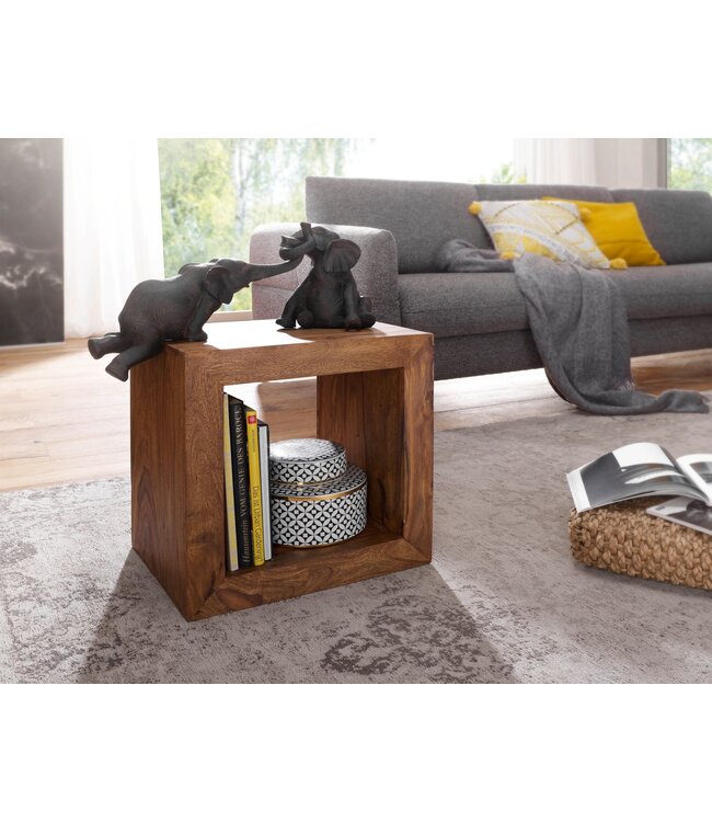 Wohnling staande rekken massief hout Sheesham 44cm high cube plank Ontwerp houten plank natuurlijk product tafel landelijke stijl