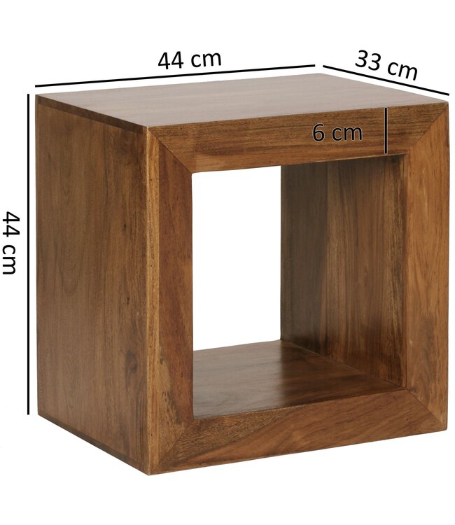 Wohnling staande rekken massief hout Sheesham 44cm high cube plank Ontwerp houten plank natuurlijk product tafel landelijke stijl