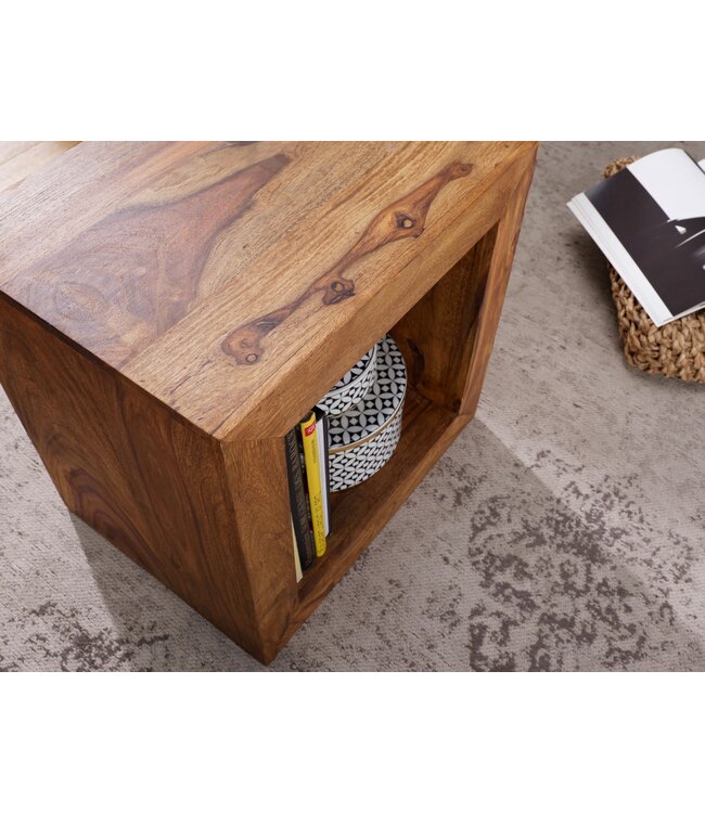 Wohnling staande rekken massief hout Sheesham 44cm high cube plank Ontwerp houten plank natuurlijk product tafel landelijke stijl