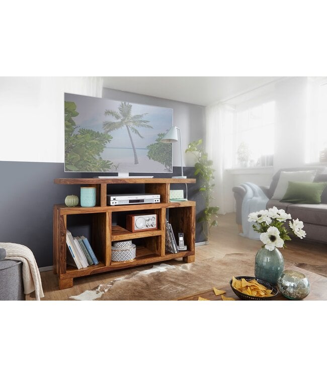 Wohnling WOONEND  dressoir MUMBAI Sheesham massief hout 115 x 76 x 40 cm landelijke stijl Tv-ladekast met opbergvakken | TV-meubel Buffetkast echt hout met 4 poten