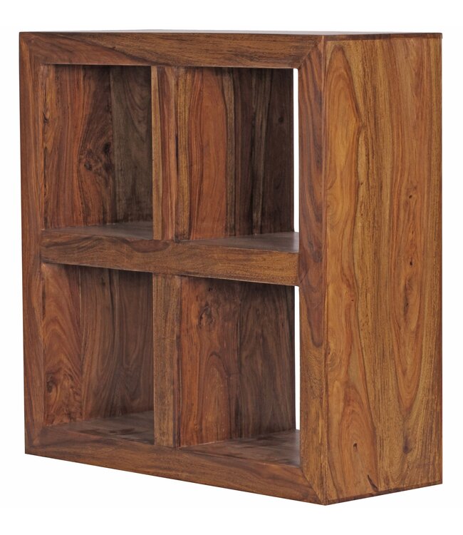 Wohnling staande rekken massief hout Sheesham 82 cm hoog 4 verdiepingen Ontwerp houten plank natuurlijk product tafel landelijke stijl