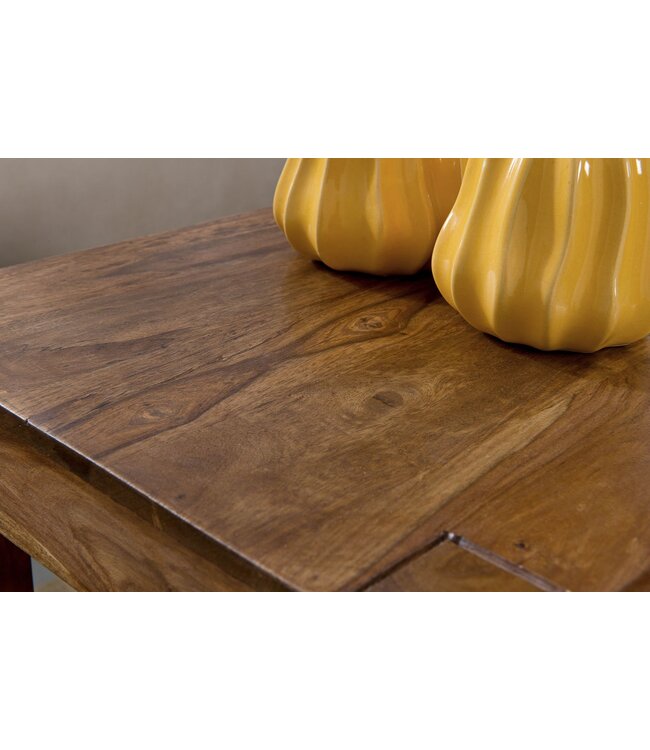 Wohnling set van 3 bijzettafels massief hout Sheesham woonkamertafel landelijke stijl bijzettafel donkerbruin natuurlijk hout