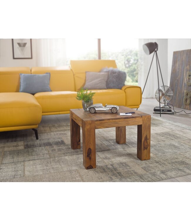 Wohnling salontafel MUMBAI massief houten sheesham 60 cm brede salontafel design donkerbruin landhuisstijl bijzettafel