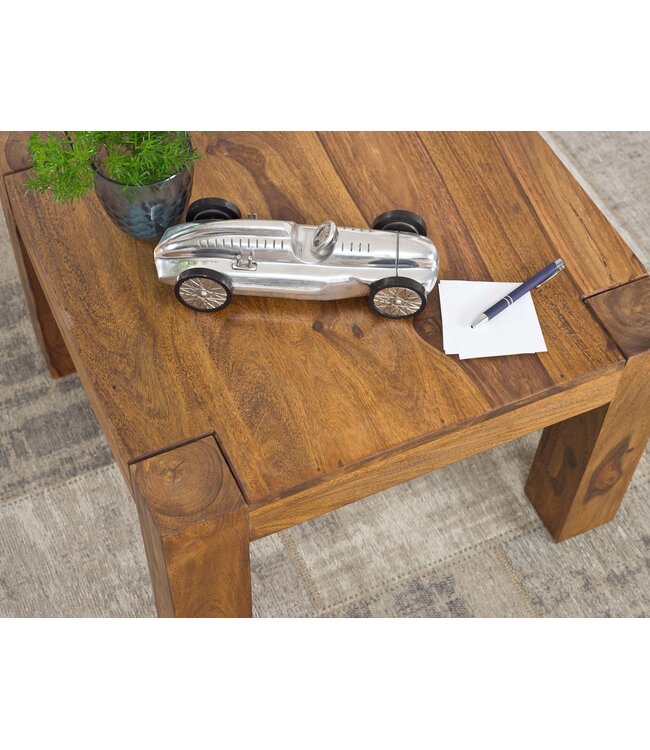 Wohnling salontafel MUMBAI massief houten sheesham 60 cm brede salontafel design donkerbruin landhuisstijl bijzettafel