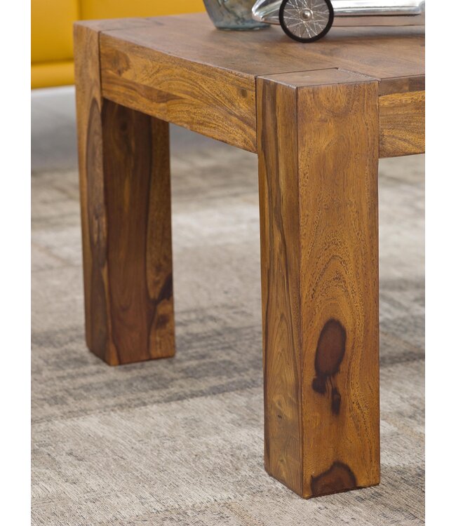 Wohnling salontafel MUMBAI massief houten sheesham 60 cm brede salontafel design donkerbruin landhuisstijl bijzettafel