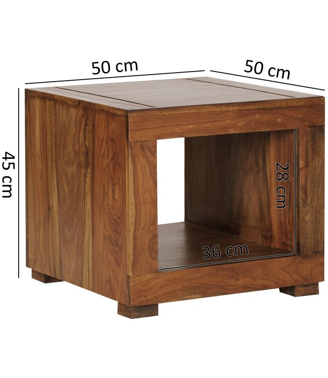 Wohnling salontafel massief hout Sheesham 50 cm breed salontafel ontwerp donkerbruin landelijke stijl tafel