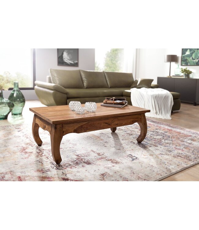 Wohnling salontafel massief hout Sheesham 110 cm breed salontafel design donkerbruin landelijke stijl bijzettafel
