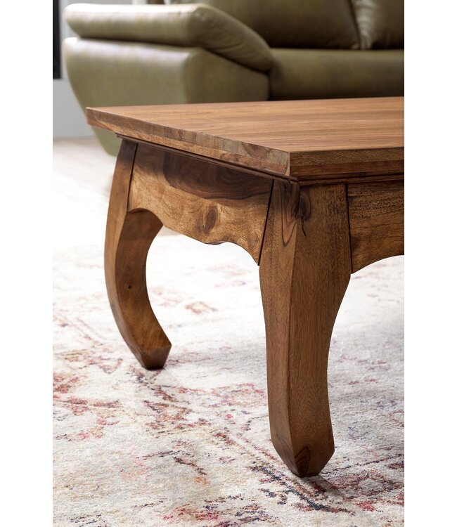 Wohnling salontafel massief hout Sheesham 110 cm breed salontafel design donkerbruin landelijke stijl bijzettafel