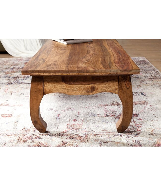 Wohnling salontafel massief hout Sheesham 110 cm breed salontafel design donkerbruin landelijke stijl bijzettafel