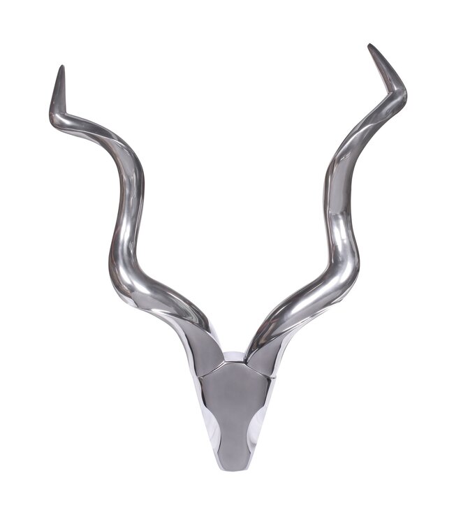 Wohnling Stag L wanddecoratie Deer 80cm aluminium zilver aluminium wanddecoratie Antler Ontwerp Decoratie