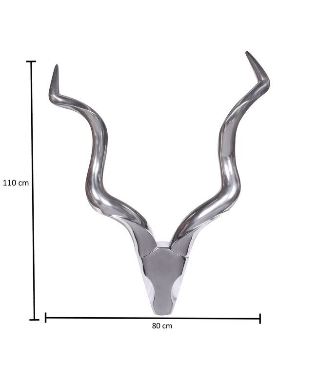 Wohnling Stag L wanddecoratie Deer 80cm aluminium zilver aluminium wanddecoratie Antler Ontwerp Decoratie