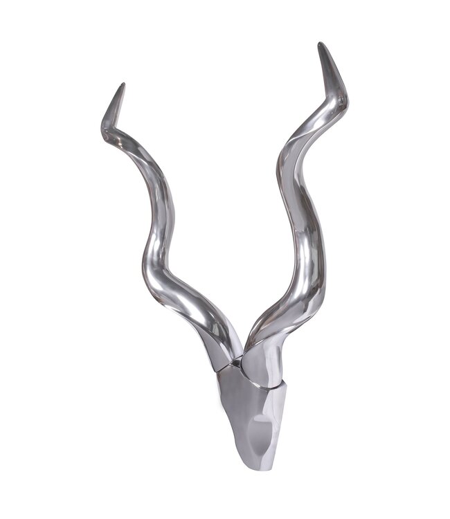 Wohnling Stag L wanddecoratie Deer 80cm aluminium zilver aluminium wanddecoratie Antler Ontwerp Decoratie