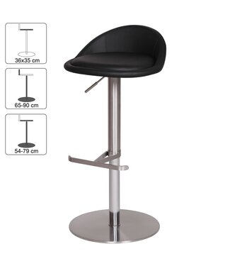 Wohnling Barkruk zwart verstelbaar 90 cm hoog - WL1.281