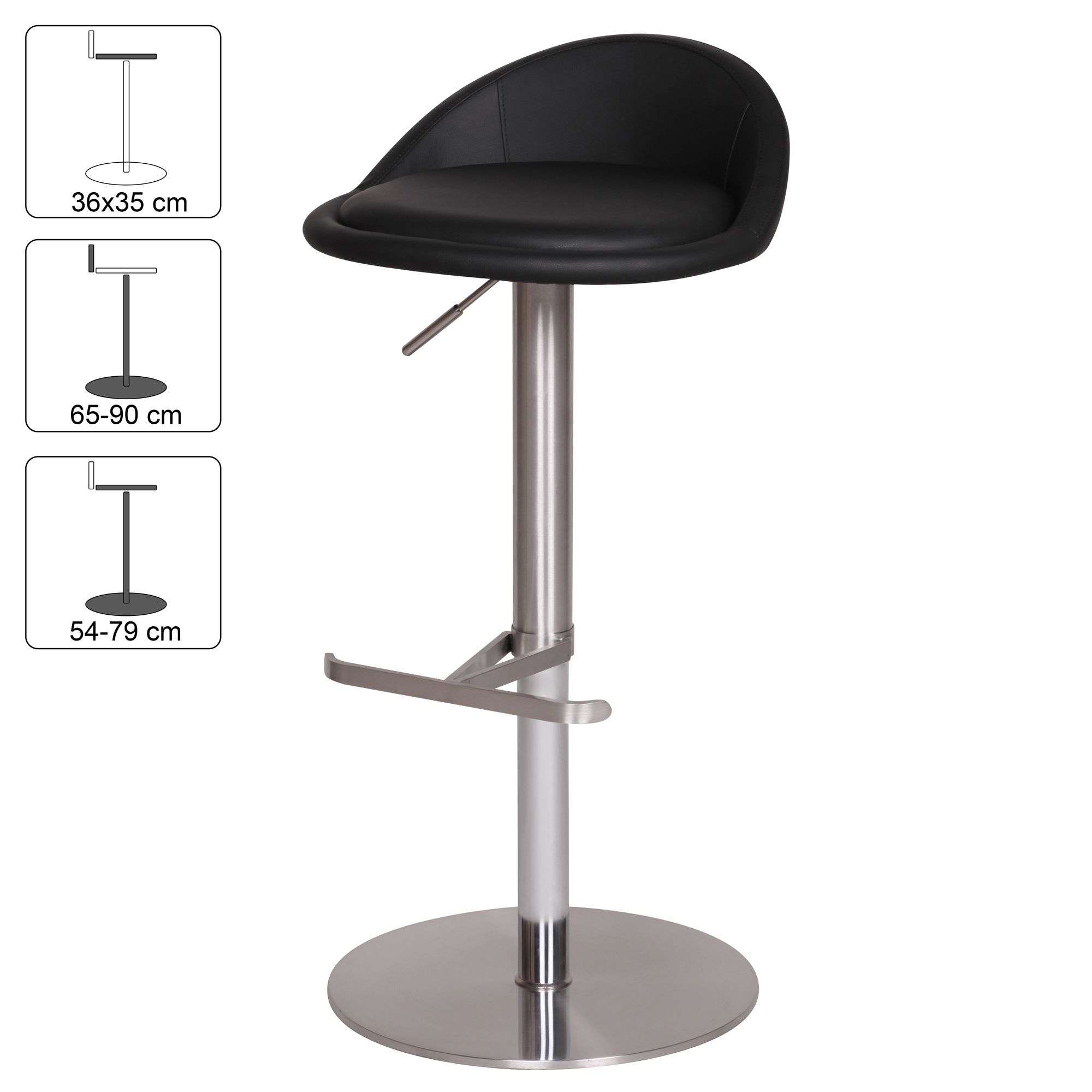 Barkruk zwart verstelbaar 90 cm hoog