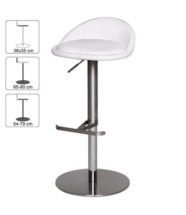 Wohnling Duurzame M1 Barkruk roestvrij witte stoel moderne kruk verstelbare design barkruk is draaibaar