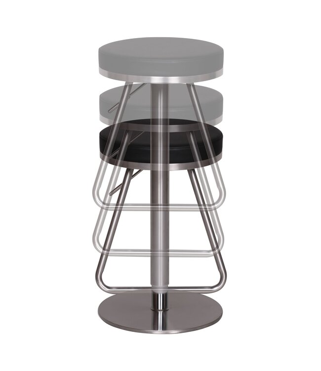 Wohnling Duurzame M6 roestvrij staal barkruk bar stoel zwarte moderne kruk verstelbare design barkruk draaibare stabiel