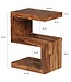 Wohnling bijzettafel MUMBAI massief houten Sheesham S Cube 60cm hoge salontafel design bruine salontafel in landelijke stijl