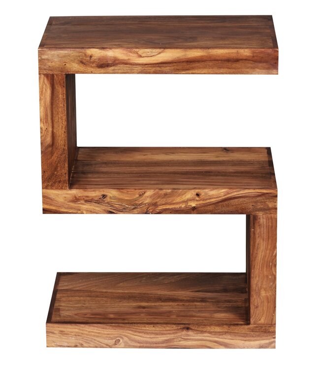 Wohnling bijzettafel MUMBAI massief houten Sheesham S Cube 60cm hoge salontafel design bruine salontafel in landelijke stijl