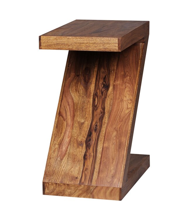 Wohnling tafel massief hout Sheesham Z Cube 59cm hoog salontafel ontwerp bruin landelijke stijl salontafel
