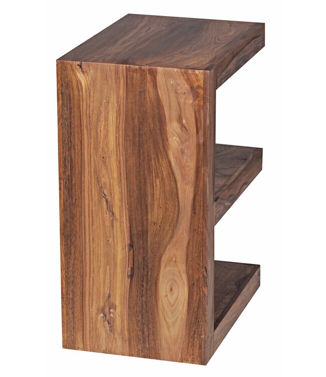 Wohnling bijzettafel MUMBAI massief houten Sheesham E Cube 60cm hoge salontafel design bruine salontafel in landelijke stijl