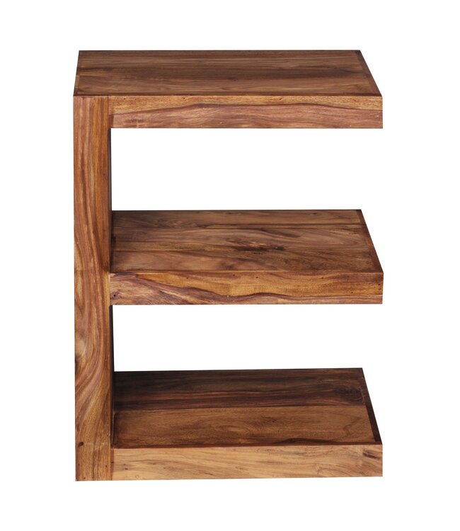 Wohnling bijzettafel MUMBAI massief houten Sheesham E Cube 60cm hoge salontafel design bruine salontafel in landelijke stijl