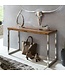 Wohnling console tafel GUNA massief houten sheesham console met metalen poten bureau 120x45 cm landelijke stijl dressoir modern massief echt hout natuurlijk dressoir PC tafel secretaire tafel hal