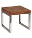 Wohnling bijzettafel GUNA massief hout sheesham woonkamertafel metalen frame salontafel landelijke stijl donkerbruin naturel