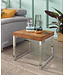 Wohnling bijzettafel GUNA massief hout sheesham woonkamertafel metalen frame salontafel landelijke stijl donkerbruin naturel