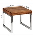 Wohnling bijzettafel GUNA massief hout sheesham woonkamertafel metalen frame salontafel landelijke stijl donkerbruin naturel
