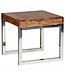 Wohnling bijzettafel GUNA massief hout sheesham woonkamertafel metalen frame salontafel landelijke stijl donkerbruin naturel