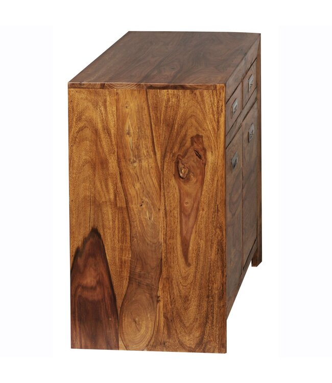 Wohnling dressoir massief hout Sheesham Borst 90 cm 2 laden 2 deuren Ontwerp dressoir landelijke stijl bruin natuurlijke