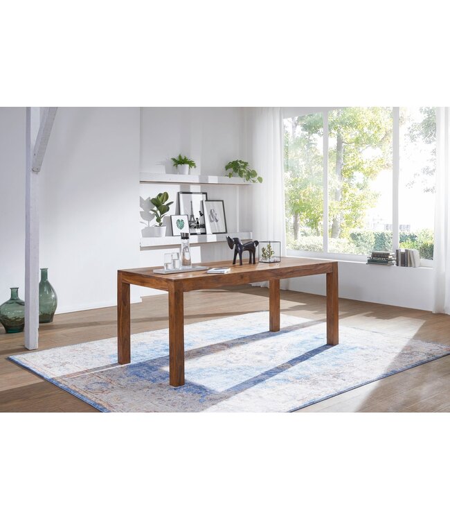 Wohnling eettafel MUMBAI massief hout sheesham 120 cm eetkamertafel houten tafel design keukentafel landelijke stijl donkerbruin