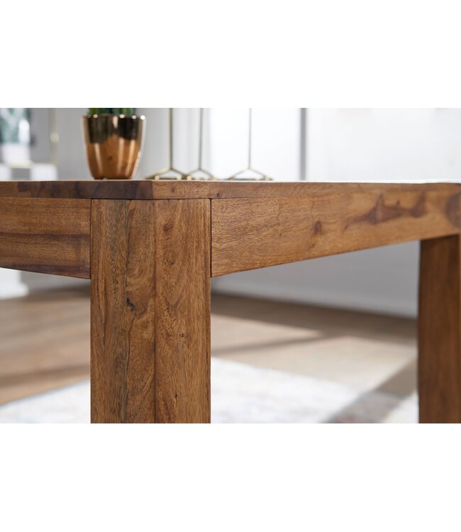 Wohnling eettafel MUMBAI massief hout sheesham 80 cm eetkamertafel houten tafel design keukentafel landelijke stijl donkerbruin