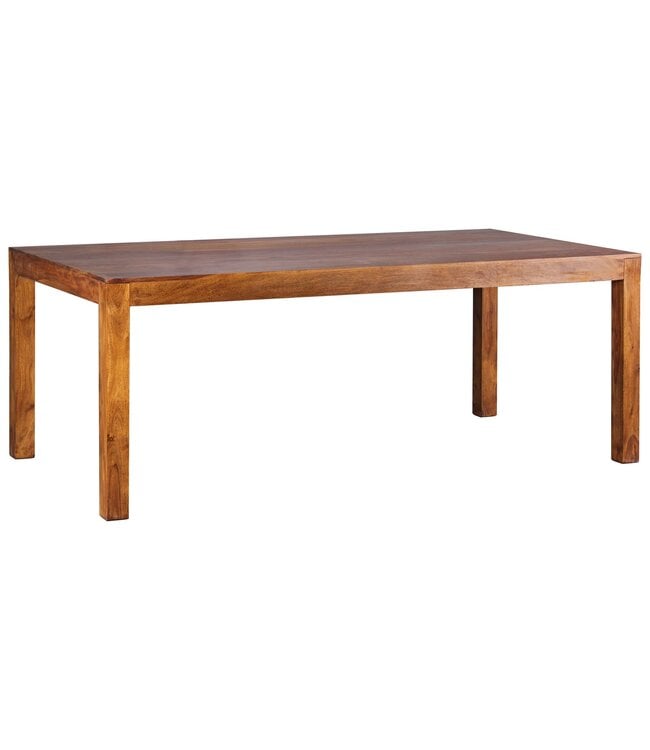 Wohnling Eetkamertafel MUMBAI 180x90x76 cm Sheesham massief houten eettafel tijdloos, keukentafel rechthoekig, houten tafel eetkamer eenvoudig, grote eettafel hout