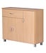 Wohnling sideboard JARRY beuk met 1 lade en 3 Doors 90 x 75 x 30 cm | Ontwerp commode | Pantry-vloer kast met handvatten