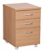 Wohnling container OTTAWA 40 x 60 x 45 cm onderkast met wielen beuken | trolley met lades | oprolkast kantoor | Cosmetica trolley Make Up trolley | Container onder bureau