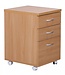 Wohnling container OTTAWA 40 x 60 x 45 cm onderkast met wielen beuken | trolley met lades | oprolkast kantoor | Cosmetica trolley Make Up trolley | Container onder bureau