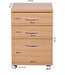 Wohnling container OTTAWA 40 x 60 x 45 cm onderkast met wielen beuken | trolley met lades | oprolkast kantoor | Cosmetica trolley Make Up trolley | Container onder bureau
