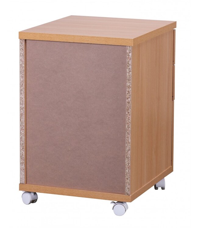 Wohnling container OTTAWA 40 x 60 x 45 cm onderkast met wielen beuken | trolley met lades | oprolkast kantoor | Cosmetica trolley Make Up trolley | Container onder bureau